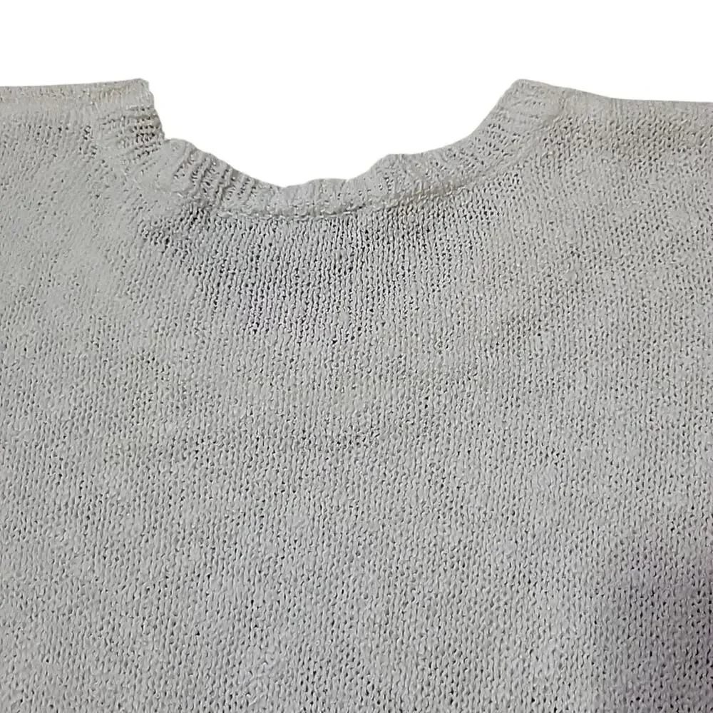 Women's United States Sweaters Open Knit Micro Crochet Knot Tied L Cream White